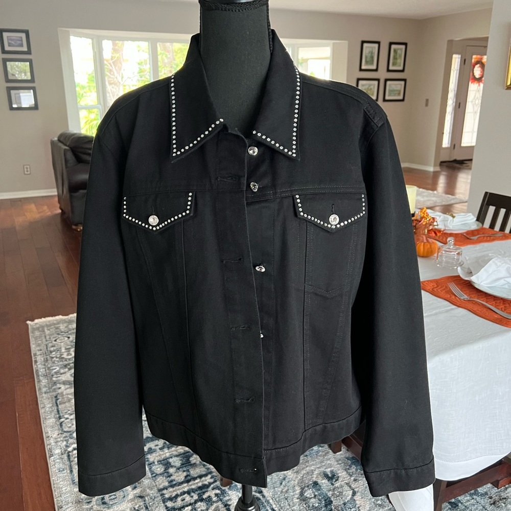Black Western Style Rhinestone Denim Jacket